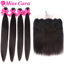 Miss Cara Remy Straight Hair Bundles With 13x4 Frontal Brazilian Hair Weave Bundles 100% Human Hair 3/4 Bundles With Frontal 2024 - buy cheap