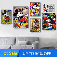 Pintura en lienzo de grafiti de Disney, Mickey Mouse, arte de pared, carteles nórdicos e impresiones, imágenes, decoración del hogar, decoración de la sala de estar 2024 - compra barato