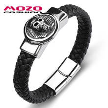 Trendy 2020 Egypt Skull Bracelet Leather Stainless Steel Simple Bangle Male Collocation Punk Cuff Jewelry 2024 - buy cheap