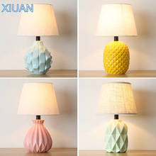 Nordic Ceramics Table Lamp with EU/US Plug in Fabric Lampshade LED E27 Table Decoration Lights for Reading Yellow Pink Green 2024 - buy cheap