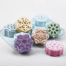 Molde de silicona con forma de copo de nieve para jabón, molde de resina para yeso aromático, nieve, hecho a mano, 3D, manualidades, vela 2024 - compra barato