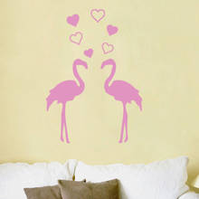 ZOOYOO Two Flamingo Wall Sticker Home Decor Removable Vinyl Art Murals Hearts Wall Decals For Living Room Bedroom Decoration 2024 - buy cheap