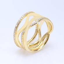 100% 925 Sterling Silver Pan Ring Classic Swirling Lines And Gold Ring For Women Wedding Party Gift  Fashion Jewelry 2024 - buy cheap