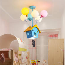 Luces de techo con globos de colores para habitación de niños y niñas, lámparas LED de dibujos animados para dormitorio, casa voladora nórdica, decoración infantil 2024 - compra barato