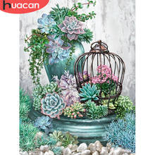 HUACAN-pintura de diamante 5d DIY "flores", bordado de diamantes de imitación cuadrados, estilo punto de cruz, decoración para el hogar 2024 - compra barato