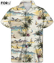 FORUDESIGNS Palm Tree Beach Print Hawaii Style Men's Short Sleeve Shirt Fashion Buttons Blouse Holiday Vacation Clothing for Men 2024 - buy cheap