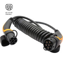 Cable espiral de carga EV trifásico, 5M, tipo 2a tipo 2, para cargador de coche eléctrico, Wallbox 22KW 32A 2024 - compra barato