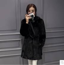 Vetement Women's 2021 Faux Mink Fur Coat Hooded Faux Fur Coat Waterproof Long Coat Fluffy Slim Overcoat Plus Size Coat AW277 2024 - buy cheap