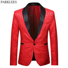 Men's Paisley Jacquard Red Suit Jacket One Button Shawl Lapel Dress Blazer Men Party Wedding Groom Stage Costume Homme Tuxedo 2024 - buy cheap