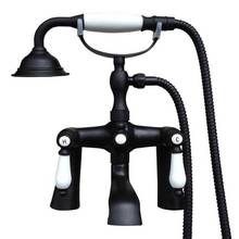 Black Oil Rubbed Bronze Bath Clawfoot Tub Mixer Tap Faucet Hand Shower Double Ceramic Handles Deck Mounted mtf504 2024 - buy cheap