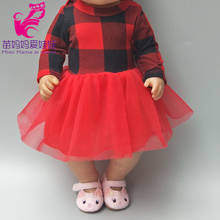 Красная кукла для девочек 43 см, платье в клетку для 40 см, Детская кукла, одежда для 18 дюймов, кукла для девочек, детские подарки 2024 - купить недорого