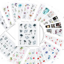 20 шт акварельные цветочные наклейки для ногтей набор Фламинго буквы дизайн гель маникюр декор вода слайдер фольга 2024 - купить недорого