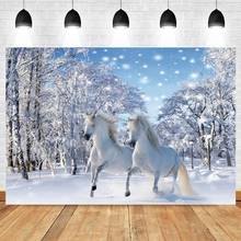 Yeele Christmas Tree Winter Forest Snowflake Horse Backdrop Vinyl Photography Background For Photo Studio Photophone Photozone 2024 - buy cheap