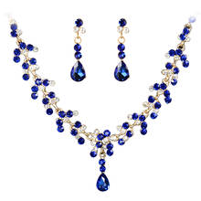 Conjunto de pendientes y collar africano de cristal azul para dama de honor, conjunto de joyería nupcial para boda, regalos para fiesta de graduación 2024 - compra barato