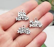 15pcs/lot--18x16mm Antique Silver Plated Big Middle Little Sister Charms Family Pendants DIY Supplies Jewelry Making Accessories 2024 - buy cheap