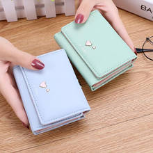 Fashion Women Cute Heart Pattern Small Purse Card Holder Girls Casual Leather Purses Clutch Bag Korean Small Fresh Short Wallet 2024 - buy cheap