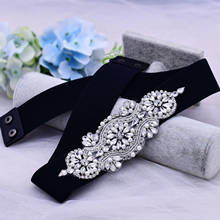 Rhinestone Wedding Elastic Belts Rhinestones Belt Lady Buckle Waist Belt Elastic Wide Waistband Fashion Wedding Dress Belt 2024 - buy cheap