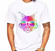 Мужские футболки, повседневная хлопковая футболка с коротким рукавом в стиле хип-хоп, homme music DJ cat, забавная Футболка с принтом, мужские футболки 2024 - купить недорого