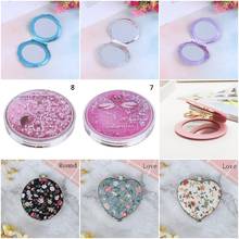 Portable Mini Makeup Mirror Compact Pocket Mirror Double-Sided Folding Cosmetic Mirror Female Gifts With Flowing Sparkling Sand 2024 - buy cheap