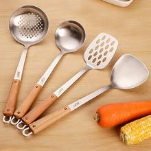 Kitchen Utensils Non-Slip Spatula Turner Ladle 304 Stainless Steel Kitchen Cooking Tool With Wooden Handle Kitchenware 2024 - buy cheap
