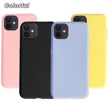 Capa de silicone líquido simples para iphone, capa à prova de choque macia de silicone tpu fosco para iphone 12 pro mini 12pro max 2024 - compre barato