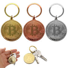 LLavero de Bitcoin Chapado en cobre para coleccionistas, bolsa de regalo de moda, decoración del hogar, 3 colores, oro, plata 2024 - compra barato