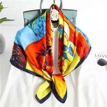 2021 luxury brand ladies spring and summer square scarf 90*90 shawl digital painted shawl van Gogh oil painting pashmina ladies 2024 - buy cheap