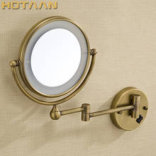 Antique brass LED light makeup mirrors 8" round dual sides 3X /1X mirrors bathroom cosmetic mirror wall mount magnifying mirror 2024 - buy cheap