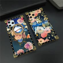 Capa de celular luxuosa florida e quadrada, para huawei p40 pro mate 20 pro 30 40 p30 lite p20 honor v30 8x enjoy 20 y6p y7a y9 2024 - compre barato