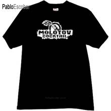 fashion t-shirt men cotton t shirt Molotov cocktail T-shirt in black brand tee-shirt male summer tops 2024 - buy cheap