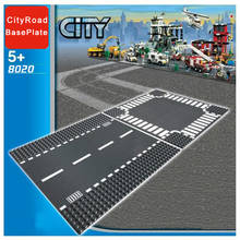 Classic City Road Street Baseplate Block Straight Crossroad Curve T-Junction DIY Assembly Building Blocks Parts Base Plate Gift 2024 - buy cheap
