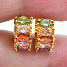 AAA+ Cubic Zirconia Gold Color Women Fashion Multicolor CZ Huggie Hoop Earrings Jewelry 2024 - buy cheap