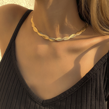 Unique ladies hip hop minimalist woven soft snake-bone chain clavicle chain sexy retro flat leaf flat chain clavicle necklace 2024 - buy cheap