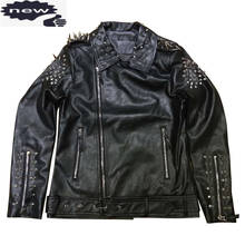 Top Quality Pu Leather Mens Jacket Punk Stage Show Sharpen Rivets Gothic Outwear Coat Luxury Slim Fit Studded Jaqueta De Couro 2024 - buy cheap