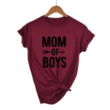 Camiseta con estampado de letras "MOM OF BOYS" para Mujer, blusa holgada de manga corta con cuello redondo, Camisetas para Mujer 2020 2024 - compra barato