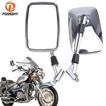 Зеркала posbay для мотоциклов, 10 мм, хромированные зеркала заднего вида для Honda Yamaha Suzuki Harley Kawasaki, модифицированный козырек 2024 - купить недорого