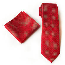 Conjunto de corbata para hombre, corbatas geométricas rojas con pañuelo, venta al por mayor 2024 - compra barato