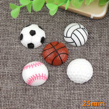 Mini Order 10pcs 25mm Basketball football baseball golf Sports Resin Cabochons Flatback Clay  Bead Charms Material Clip Decor 2024 - buy cheap