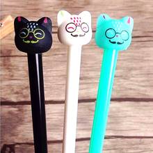 1pcs Kawaii Glasses Pussy Moisturizing Gel Pen 0.5mm Signing Pen black ink pen School Office Supplies Students' gift prize 2024 - buy cheap