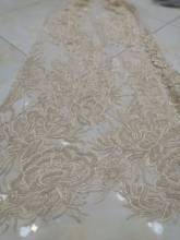 embroidered tulle lace fabric J-11188 high quality french net lace fabric with beads 2024 - buy cheap
