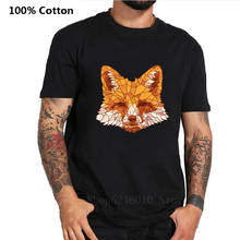 Harajuku 2019 raposa estampa animal camiseta homem colorido geométrico esboço arte tshirt homme moda tripulação pescoço roupas de algodão puro t 2024 - compre barato