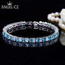 ANGELCZ Hand-set Micro Inlay Craft Luxury Light Blue Cubic Zirconia Stone Women Tennis Bracelets Jewelry For Party Gifts AB069 2024 - buy cheap