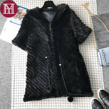 Women mink fur jacket knitted 100% natural mink fur coat zipper lady fashion brand mink fur outerwear 2024 - buy cheap