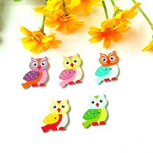 50pcs/pack New Owl Design 2 Holes 25mm*27mm Wooden Buttons Sewing Buttons for Craft Scrapbooking Decorations Accessories 2024 - buy cheap