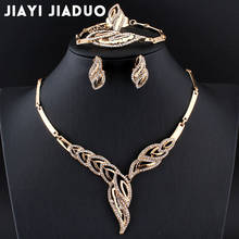 jiayijiaduo wedding jewelry sets african beads gold-color necklace earrings bracelet winter for women elegant dress accessories 2024 - buy cheap