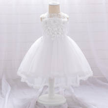 Детское платье для крещения, белое платье на 1-й день рождения, детское платье принцессы, платья для маленьких девочек с цветами, для вечеринки и свадьбы 2024 - купить недорого