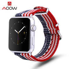 Нейлоновый холщовый ремешок для часов Apple Watch 4 5 40 мм 44 мм 38 мм 42 мм флаг США полосатый сменный Браслет ремешок для iWatch 1 2 3 2024 - купить недорого