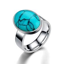 4mm pedra verde aço inoxidável amantes anel de alta qualidade zircônia cúbica oval geométrica titânio anéis jóias masculinas femininas 2024 - compre barato