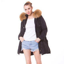 Korean White Duck Down Jacket Woman Hooded Long Winter Coat Women Racoon Fur Collar Long Parka Chamarras De Mujer KJ734 2024 - buy cheap