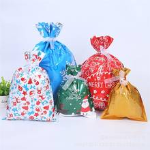 Christmas Gift Wrapping Bag Ribbon Tie Santa Candy Bag Drawstring Treat Bag Plastic Packaging Bags Party Wedding Candy Bag 2024 - buy cheap